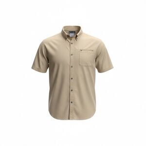 Columbia Men's Button Up Short Sleeve Shirt Size XXL Yellow/tan Pre Owned